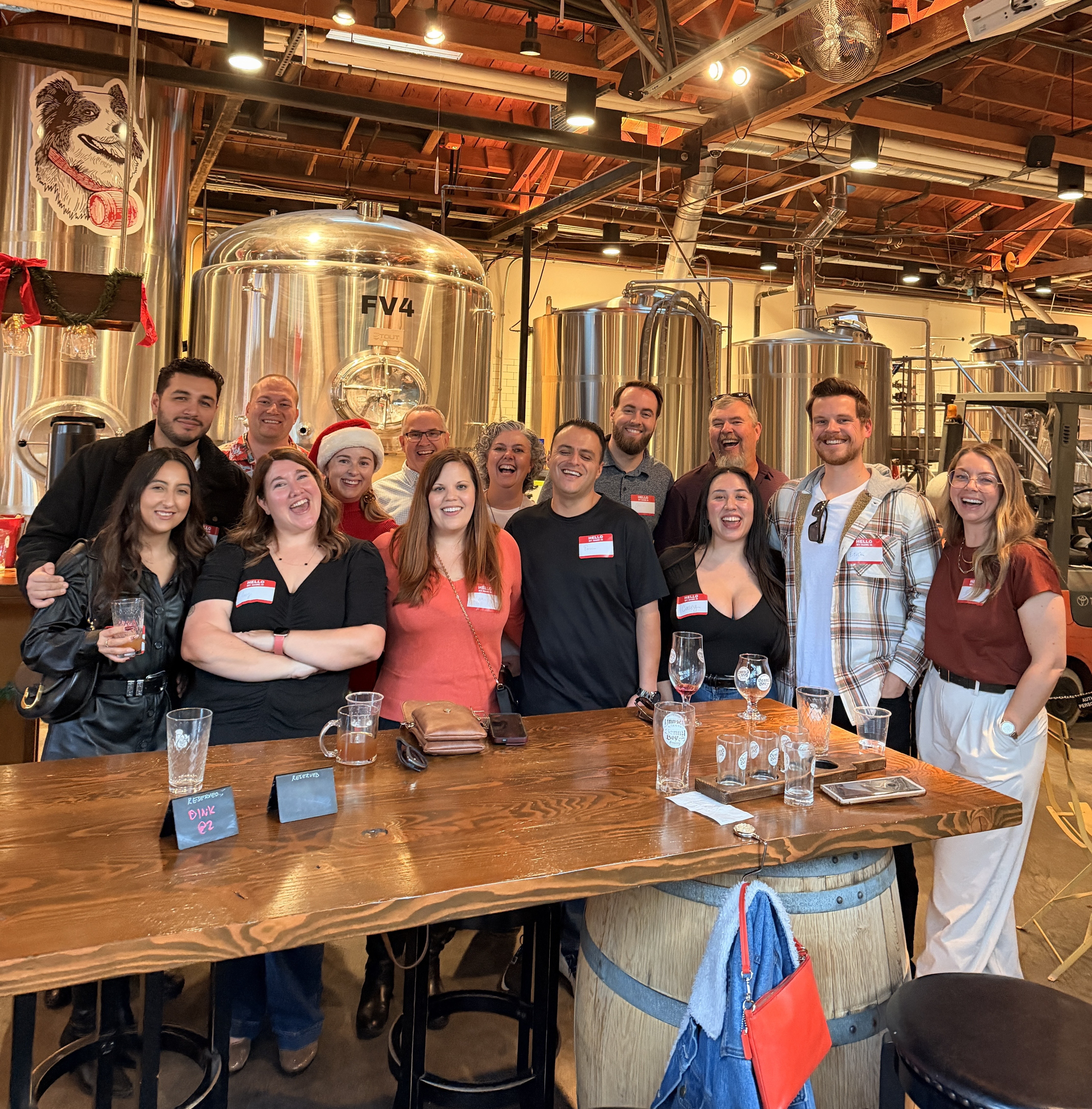 DINK Social LA meetup - group of childfree couples enjoying drinks at a local brewery